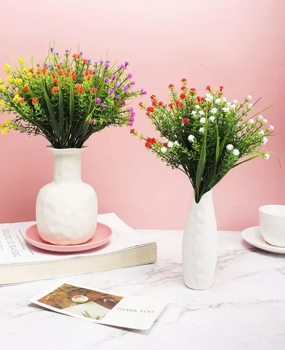 Miniatura 2 de JAKY-Global Flores artificiales Gypsophila Babysbreath - Ramo de plantas de agua falsas, 6 paquetes de plantas falsas, ramo de brida de boda, Mezcla