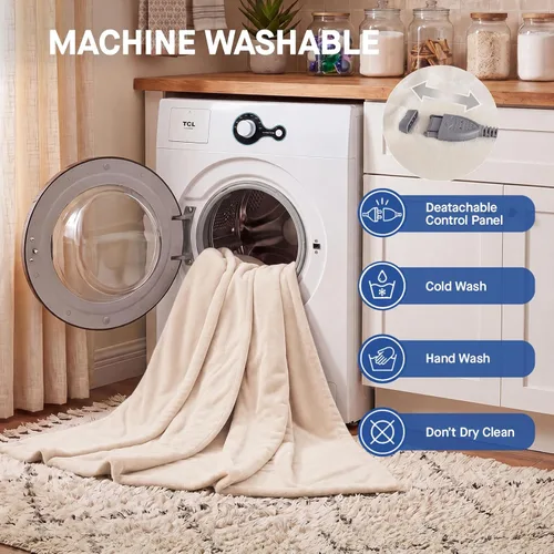 Miniatura 7 de Sealy - Manta eléctrica térmica tamaño 50"x60", manta eléctrica de franela doble suave con 6 niveles de calor y apagado automático de 2-10 horas