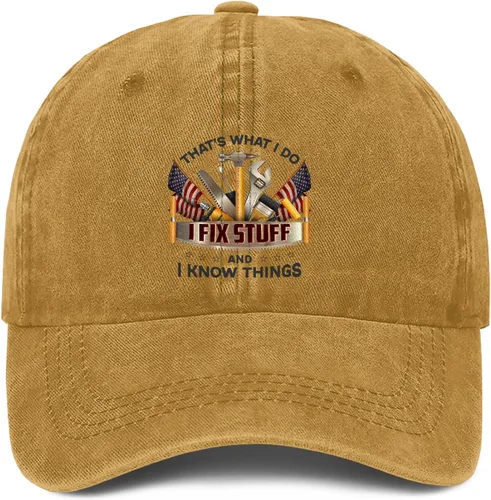 Miniatura 7 de I Fix Stuff and Know Things - Sombrero para hombre, That's What I Do Hat, I Fix Stuff Hat, I Fix Things and I Know Stuff Hat 1 (negro)