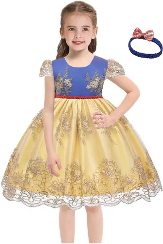 Miniatura 4 de HOIZOSG Vestido de bautizo para niñas cumpleaños boda fiesta graduación bordado de encaje bautizo lazo tutú con tocado