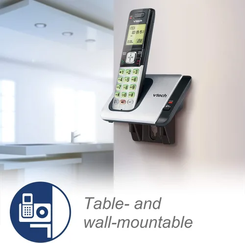 Miniatura 13 de Teléfono Vtech DECT 6.0 con identificador de llamadas / llamada en espera, plata / negro con 2 auriculares inalámbricos, Azul 1 Auricular Azul