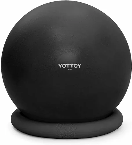 YOTTOY Silla de pelota de ejercicio con base, silla de pelota de yoga para escritorio de oficina en casa, pelota de estabilidad y asiento de pelota