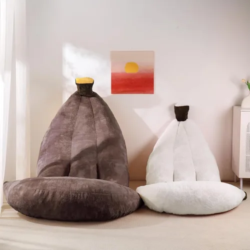 Miniatura 8 de Sofá de frijoles con otomana IEVENW en forma de banana, sofá de piso con reposapiés, cómodo sofá cama convertible para adultos, sofá de felpa