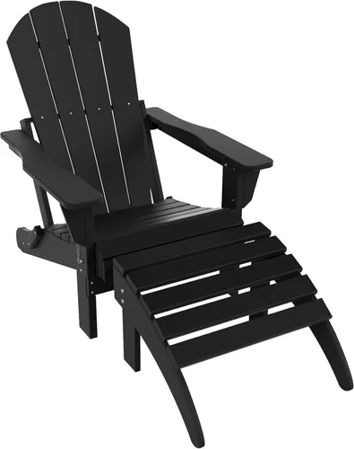 Miniatura 71 de WestinTrends Reposapiés otomano Adirondack para patio al aire libre, taburete de madera de polietileno para todo tipo de clima, ampliamente Azul