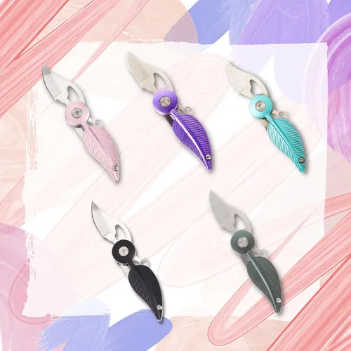 Miniatura 4 de Cuchillo de bolsillo para mujer, color rosa, cadena, mini, bonito accesorio para llaves Rosado