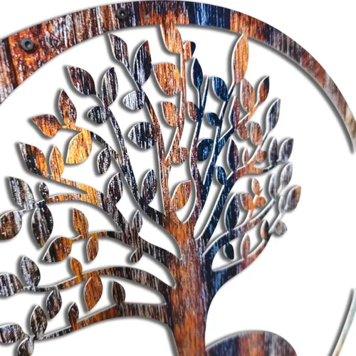 Miniatura 4 de Venodeco Yin Yang - Decoración de pared del árbol de la vida, uso en interiores y exteriores, acero cortado con láser de 0.079 in con diseño impreso
