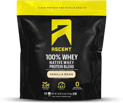 Miniatura 15 de Ascent 100% proteína de suero en polvo – aislado de proteína de suero después del entrenamiento, cero sabores artificiales y edulcorantes, sin soja