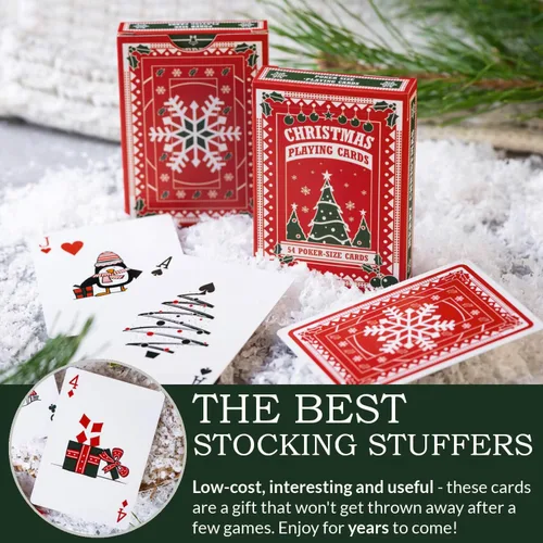 Miniatura 4 de Naipes de Navidad, bonitos diseños para diversión familiar con libro electrónico de juegos de cartas gratis. Gran regalo de relleno de calcetines