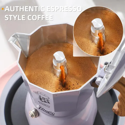 Miniatura 4 de Bincoo Estufa para máquina de café expreso, 2 tazas/4.1 fl oz, pequeña estufa italiana, olla moka para camping, portátil, ideal para el hogar