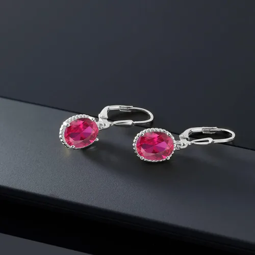 Miniatura 61 de Gem Stone King Aretes colgantes de gota para mujer, plata de ley 925, piedra natal ovalada de 0.354 x 0.276 in, joyería fina, regalos para ella