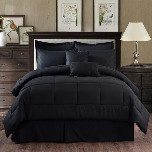 Miniatura 2 de JML - Juegos de edredón de ropa de cama de microfibra con fundas. Patrón bordado y acolchado de color sólido de lujo. Ideal para cualquier
