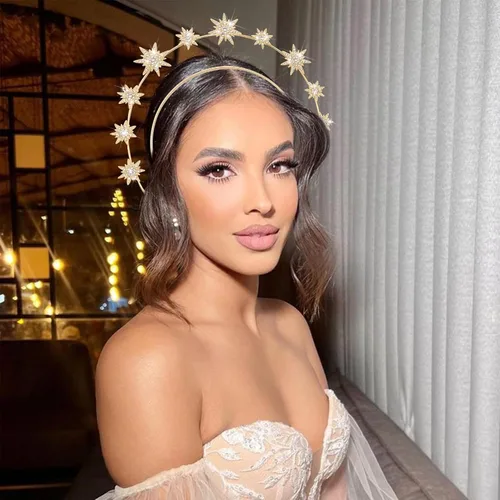Miniatura 5 de Halo Crown Stars Rhinestone Crown Headbands Goddess Headpiece Crystal Halo Headbands