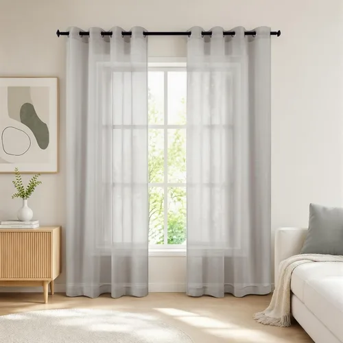 Miniatura 67 de KOUFALL Cortinas traslúcidas de 120 pulgadas de 2 paneles con ojales, juego extra largo de 10 pies de largo, cortinas altas para ventana grande, 52