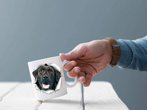 Miniatura 4 de Bonita taza de café negra con diseño de labrador para perro, divertida taza de café de cerámica, regalo perfecto para amantes de los perros, bonita