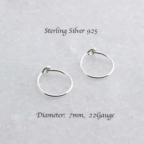 Miniatura 63 de Aretes de plata de ley abiertos para cartílago, tragus, delgados, calibre 22