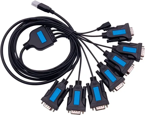 Miniatura 10 de TECHTOO Adaptador USB a Serial RS232 DB9 de 4 puertos USB a Seria Convertidor Serial Cable de 9 pines con tornillos de pulgar