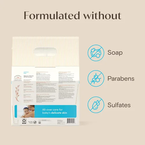 Miniatura 9 de Aveeno Baby Welcome Little One - Set de regalo para el cuidado de la piel con gel corporal nutritivo y champú, lavado de baño relajante, toallitas