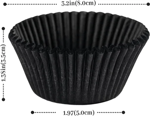 Miniatura 2 de Bake Choice 200 revestimientos negros estándar para cupcakes para hornear, envoltorios de cupcakes de grado alimenticio, forros de muffins