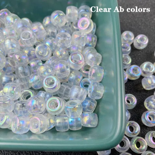 Miniatura 5 de 300 Piezas Cuentas de Pony Colores AB Cuentas Espaciadoras Acrílicas para Manualidades DIY Trenzas Pulsera Fabricación de Joyas