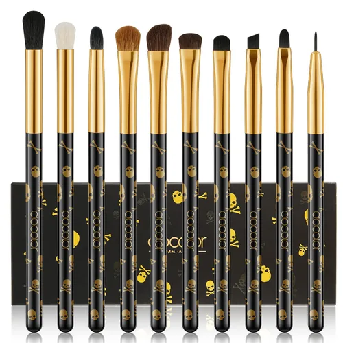 Miniatura 10 de docolor Juego de brochas de maquillaje, 5 brochas de maquillaje góticas de Halloween, contorno de polvo, delineador de ojos, juego de pinceles