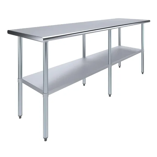 Miniatura 25 de AmGood Mesa de trabajo de acero inoxidable con estante inferior Preparación de alimentos NSF Estación de trabajo utilitaria
