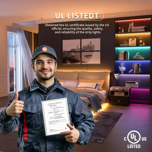 Miniatura 6 de PAUTIX COB - Tira de luces LED, RGBW luces LED RGB+2700K blanco cálido, certificación UL, sin puntos, 24 V, cinta LED que cambia