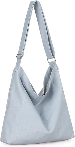 Miniatura 170 de Covelin - Bolsa de hombro informal de lona para mujer, estilo bohemio y retro, bolsa de mano, bolso cruzado, tamaño grande