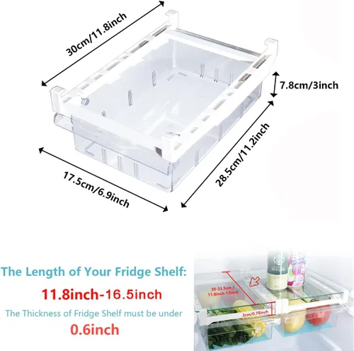 Miniatura 2 de Farochy Organizadores de Cajones para Refrigerador - Caja de Almacenamiento con Soporte para Huevos para Estante de Nevera para Frutas y Verduras