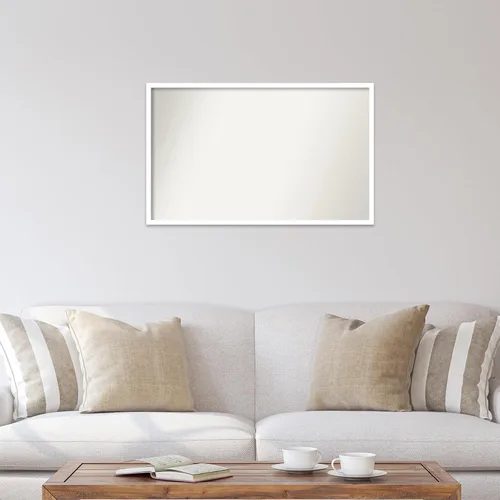 Miniatura 395 de Amanti Art Espejo de baño blanco para sobre el fregadero, 32 x 45 pulgadas, espejo de tocador rectangular blanco esbelto, marco de madera moderno