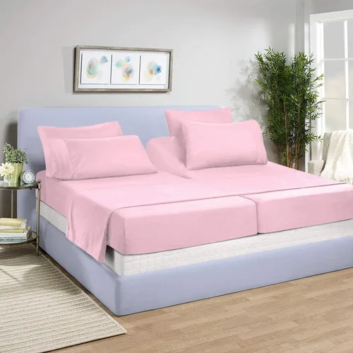 Miniatura 8 de Juego de sábanas divididas de 5 piezas de 800 hilos para cama ajustable (2 piezas, 1 sábana plana y 2 fundas de almohada) 100% algodón egipcio