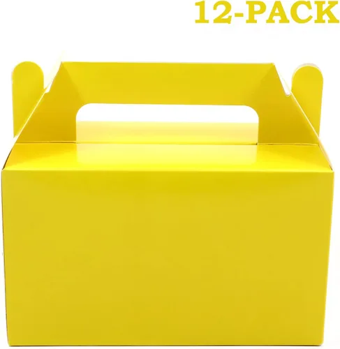Miniatura 6 de Oletx 12 Cajas de Regalo Amarillas con Forma de Tejado, 5.9'' Caja Pequeña de Obsequios para Fiestas, Caja de Golosinas, Caja de Dulces y Galletas