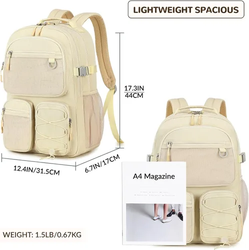 Miniatura 3 de Lohol Mochila resistente al agua con múltiples bolsillos para la escuela, viajes al aire libre, universidad, bolsa para laptop de 15.6 pulgadas