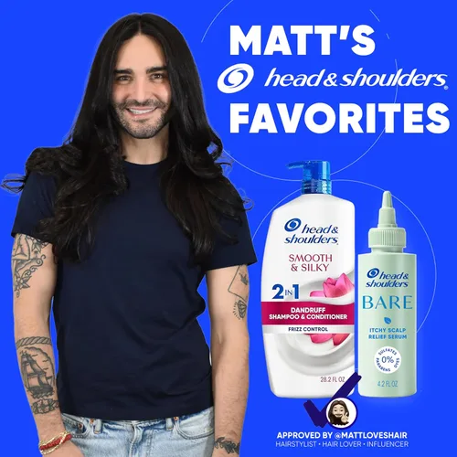 Miniatura 2 de Head & Shoulders Matt Loves Hair Favorites: Smooth & Silky 2 in 1 (28.2oz) + Bare Itchy Scalp Relief Serum (4.2oz) - Dandruff Shampoo and