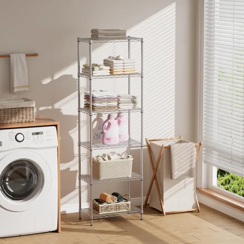 Miniatura 2 de SINGAYE - Estantería de alambre de 6 estantes, estante ajustable de metal para baño, organizadores y almacenamiento de alambre, armario, despensa