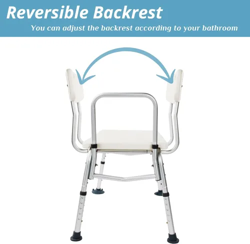 Miniatura 5 de Banco de Transferencia para Tina de Winado con Respaldo y Reposabrazos, Silla de Bañera de Aleación de Aluminio, Soporta hasta 330 libras, Blanco