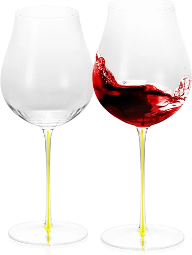 Miniatura 18 de KAMMAK Juego de 2 copas de vino de 11.49 onzas, de cristal soplado a mano, borde fino y tallo largo, perfectas para rojo y blanco, uso diario