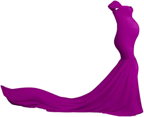 Miniatura 2 de Vestido de maternidad para mujer para fotografía sirena con hombros descubiertos ajustado de gasa con vuelo para baby shower maxivestido para fotos
