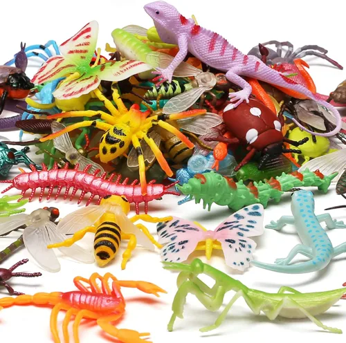 Paquete de 76 mini juego de insectos de plástico, juguete realista de insectos para niños, figura de insectos falsos para niños, niños pequeños,