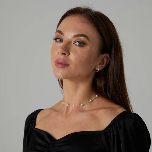Miniatura 5 de Delicado collar con colgante de perlas para mujer, chapado en oro de 14 quilates, elegante collar de perlas de agua dulce, collar de perlas con clip