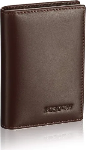 Funda de piel para tarjetas de visita para hombres y mujeres, piel de becerro italiana Café