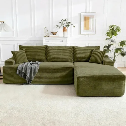 Miniatura 45 de Sofá modular Cloud de 108 pulgadas, moderno sofá deshuesado con otomana móvil, sofá modular de asiento profundo, sofás esquineros de pana para sala