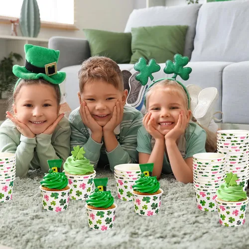 Miniatura 6 de JarThenaAMCS Paquete de 50 cuencos de papel de trébol del día de San Patricio, 9 onzas, aperitivos, helados, sopa, postre, tazones desechables