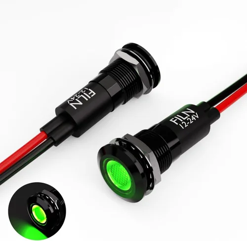Miniatura 23 de 2 piezas de 12 mm (1/2") Luz indicadora LED blanca, lámpara de señal impermeable de metal, 5 V, 12 V, 24 V, IP67, luz de tablero para piloto