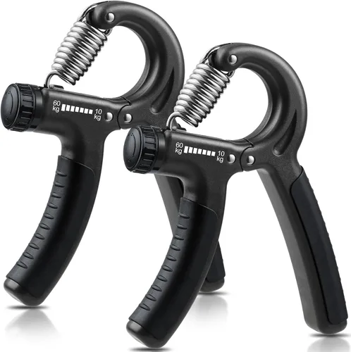 NIYIKOW Paquete de 2 entrenadores de fuerza de agarre, fortalecedor de agarre de mano, resistencia ajustable de 22-132 libras (10-60 kg), Negro