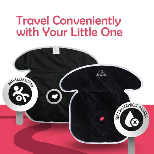 Miniatura 2 de Bear and Care - Almohadillas de charco - Cochecitos, gorilas y almohadilla de asiento de automóvil, funda impermeable y lavable a máquina en el Negro