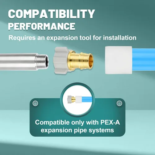 Miniatura 4 de Paquete de 2 adaptadores giratorios NPT hembra Niikappu de 3/4 pulgadas PEX A x 1/2 pulgadas, accesorio de expansión Pex-A de flujo completo