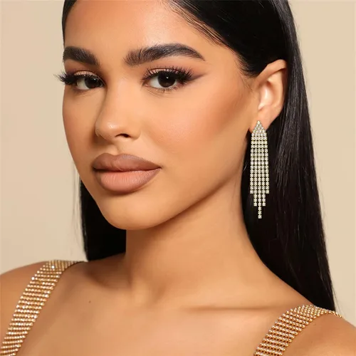 Miniatura 4 de EleQueen Austrian Crystal Chandelier Tassel Earrings Linear Drop Dangle Earrings for Women Wedding Bridal Party