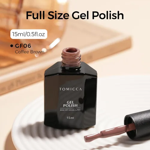 Miniatura 8 de TOMICCA Esmalte de uñas de gel marrón café, 0.5 onzas líquidas, esmalte de uñas de secado con LED UV para arte de uñas, manicura en casa, otoño e