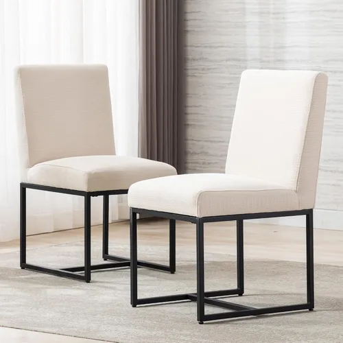 Miniatura 24 de BESTANO Sillas De Comedor - Juego de 2 sillas de comedor modernas negras tapizadas de piel sintética para cocina y comedor con marco de metal negro