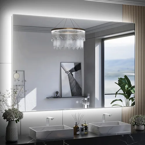 Miniatura 12 de Keonjinn Espejo de baño LED de 24 x 32 pulgadas con retroiluminación, antiniebla, CRI90+ HD regulable sin escalones, alto lumen, montaje en pared